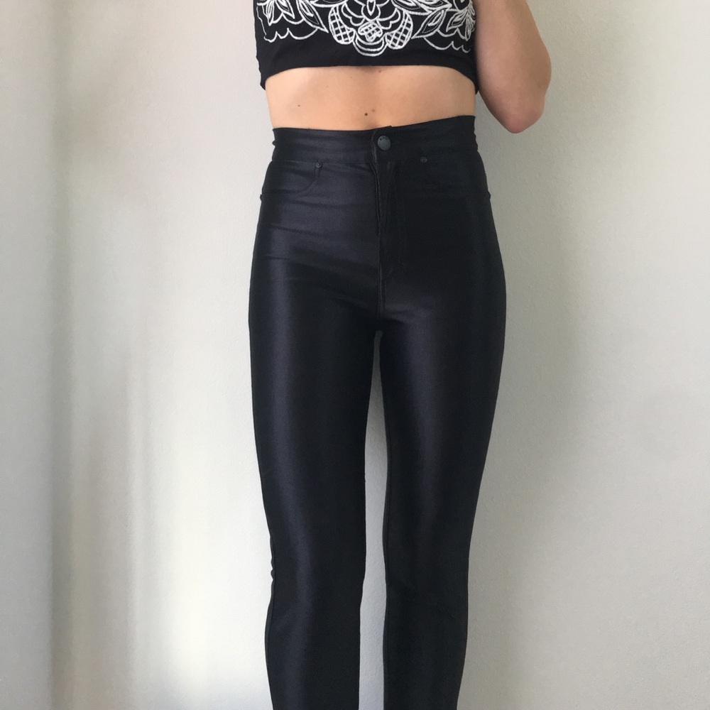 Never worn! American apparel high waist shiny pant